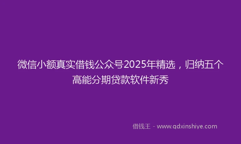 微信小额真实借钱公众号2025年精选，归纳五个高能分期贷款软件新秀