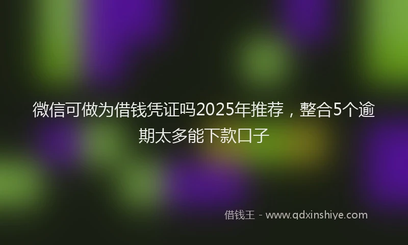 微信可做为借钱凭证吗2025年推荐，整合5个逾期太多能下款口子