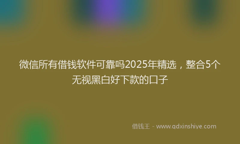 微信所有借钱软件可靠吗2025年精选，整合5个无视黑白好下款的口子