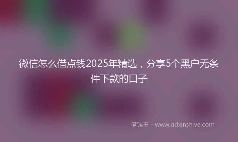 微信怎么借点钱2025年精选，分享5个黑户无条件下款的口子