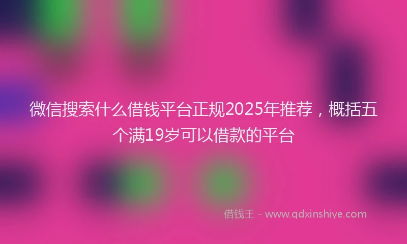 微信搜索什么借钱平台正规2025年推荐，概括五个满19岁可以借款的平台