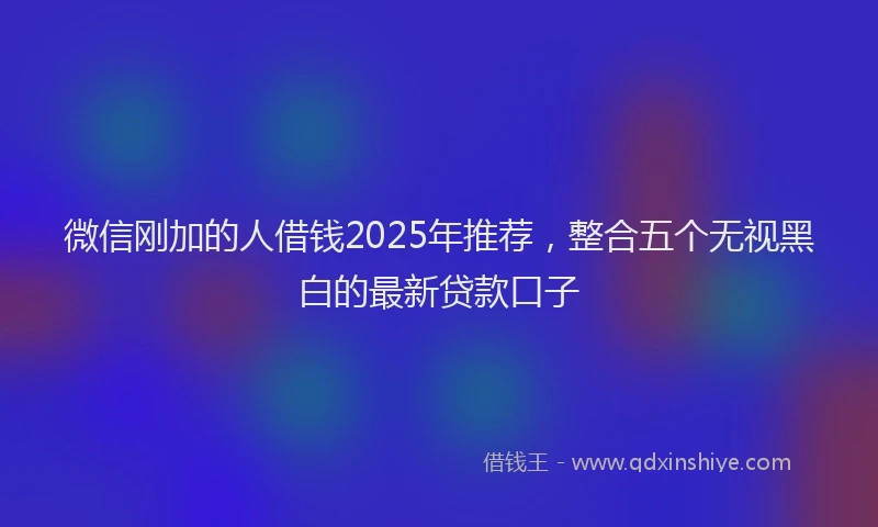 微信刚加的人借钱2025年推荐，整合五个无视黑白的最新贷款口子