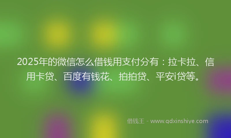 2025年的微信怎么借钱用支付分有：拉卡拉、信用卡贷、百度有钱花、拍拍贷、平安i贷等。
