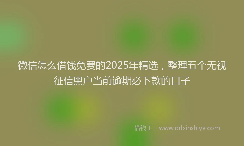 微信怎么借钱免费的2025年精选，整理五个无视征信黑户当前逾期必下款的口子