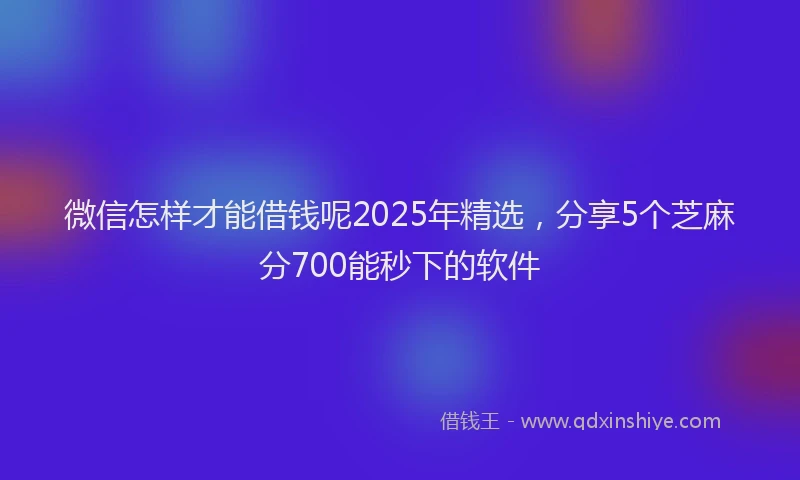 微信怎样才能借钱呢2025年精选，分享5个芝麻分700能秒下的软件