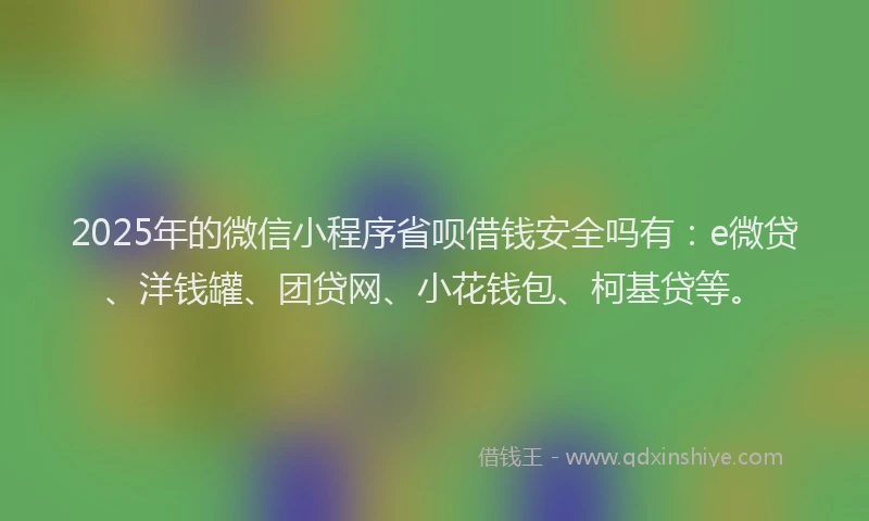 2025年的微信小程序省呗借钱安全吗有：e微贷、洋钱罐、团贷网、小花钱包、柯基贷等。