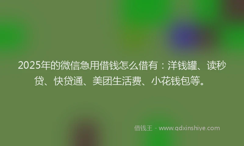 2025年的微信急用借钱怎么借有：洋钱罐、读秒贷、快贷通、美团生活费、小花钱包等。