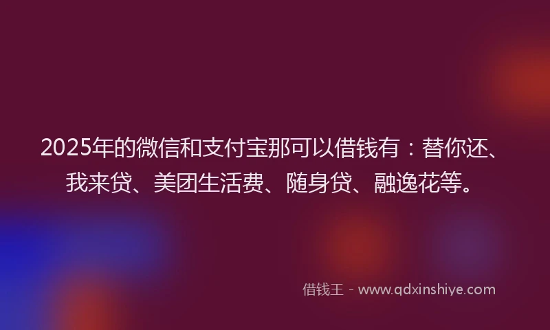 2025年的微信和支付宝那可以借钱有：替你还、我来贷、美团生活费、随身贷、融逸花等。