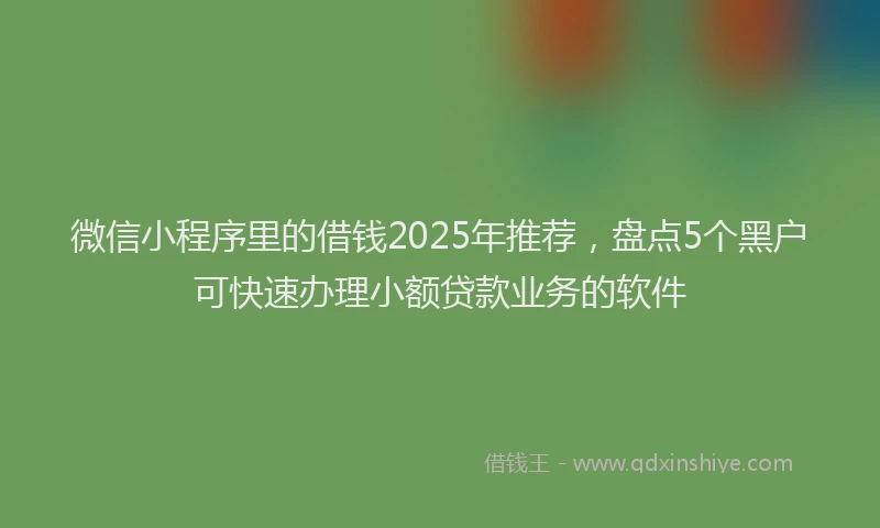 微信小程序里的借钱2025年推荐，盘点5个黑户可快速办理小额贷款业务的软件