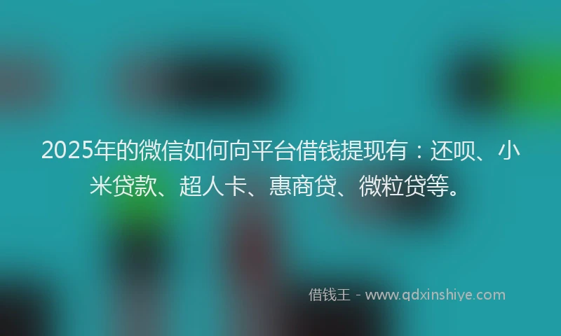 2025年的微信如何向平台借钱提现有：还呗、小米贷款、超人卡、惠商贷、微粒贷等。