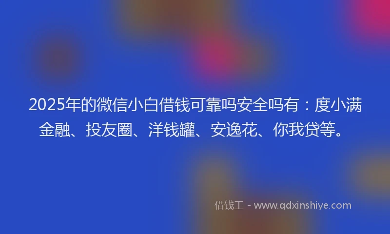 2025年的微信小白借钱可靠吗安全吗有：度小满金融、投友圈、洋钱罐、安逸花、你我贷等。