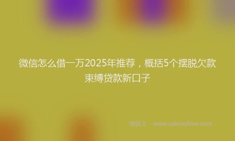 微信怎么借一万2025年推荐，概括5个摆脱欠款束缚贷款新口子