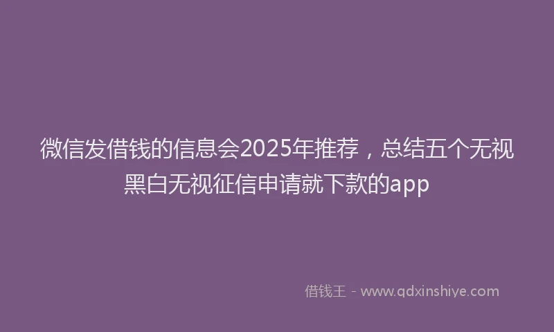 微信发借钱的信息会2025年推荐，总结五个无视黑白无视征信申请就下款的app