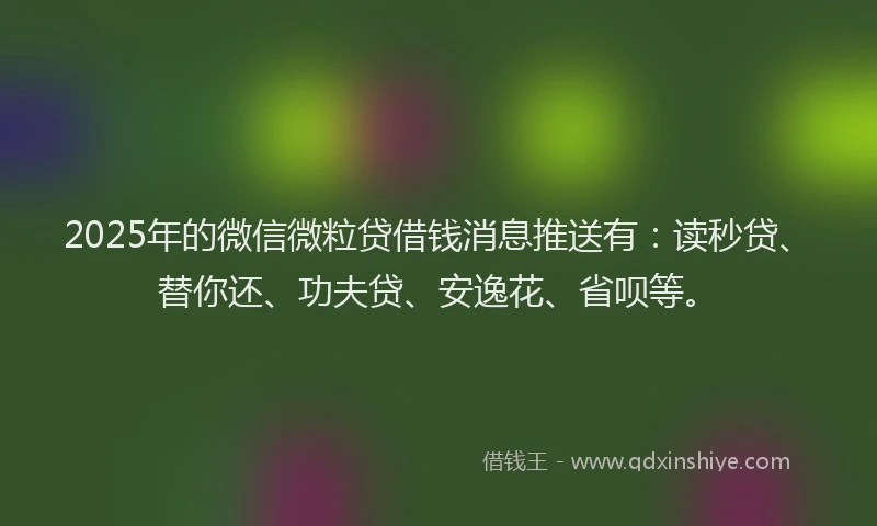 2025年的微信微粒贷借钱消息推送有：读秒贷、替你还、功夫贷、安逸花、省呗等。