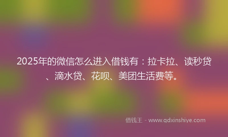 2025年的微信怎么进入借钱有：拉卡拉、读秒贷、滴水贷、花呗、美团生活费等。