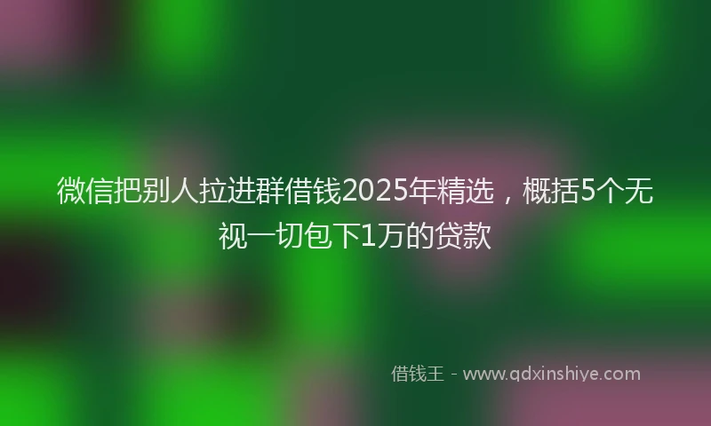 微信把别人拉进群借钱2025年精选，概括5个无视一切包下1万的贷款