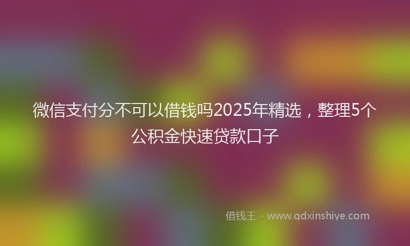 微信支付分不可以借钱吗2025年精选，整理5个公积金快速贷款口子