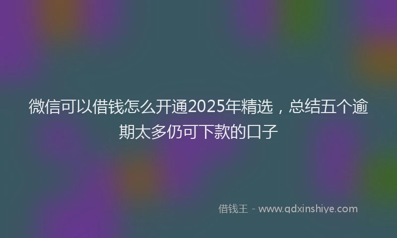 微信可以借钱怎么开通2025年精选，总结五个逾期太多仍可下款的口子