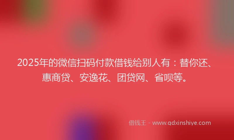 2025年的微信扫码付款借钱给别人有：替你还、惠商贷、安逸花、团贷网、省呗等。