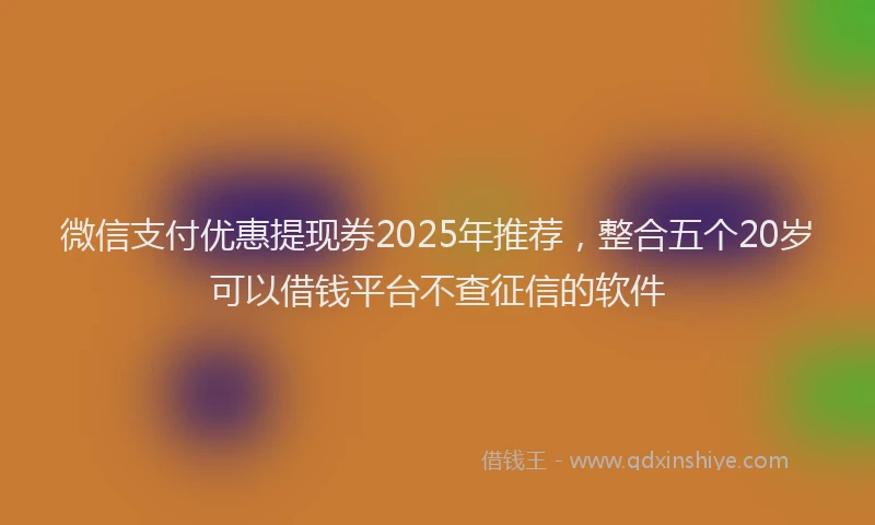 微信支付优惠提现券2025年推荐，整合五个20岁可以借钱平台不查征信的软件