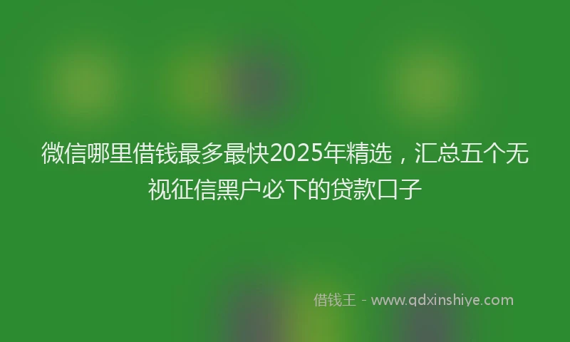微信哪里借钱最多最快2025年精选，汇总五个无视征信黑户必下的贷款口子