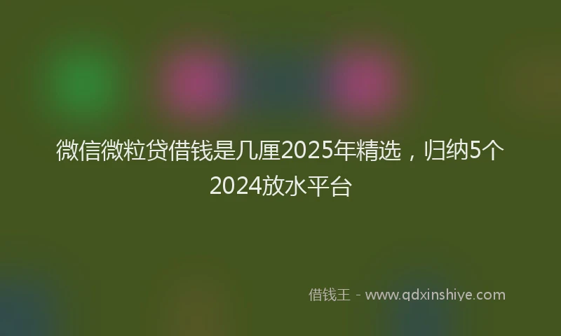 微信微粒贷借钱是几厘2025年精选，归纳5个2024放水平台