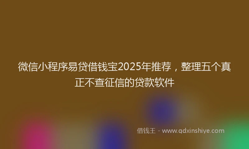微信小程序易贷借钱宝2025年推荐，整理五个真正不查征信的贷款软件