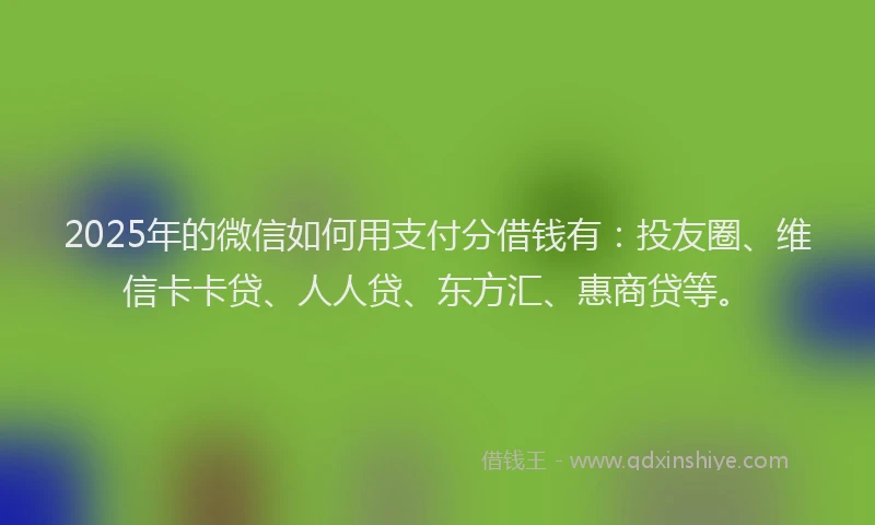 2025年的微信如何用支付分借钱有：投友圈、维信卡卡贷、人人贷、东方汇、惠商贷等。