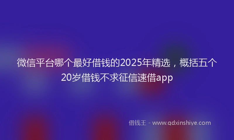 微信平台哪个最好借钱的2025年精选，概括五个20岁借钱不求征信速借app