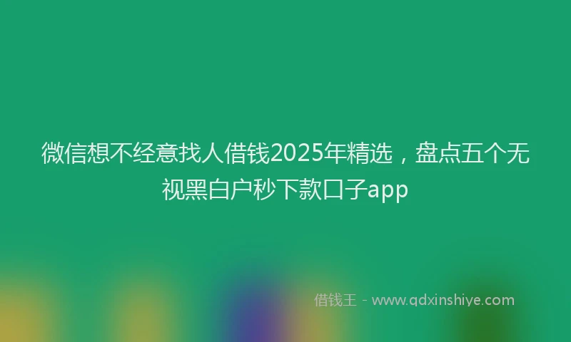微信想不经意找人借钱2025年精选，盘点五个无视黑白户秒下款口子app
