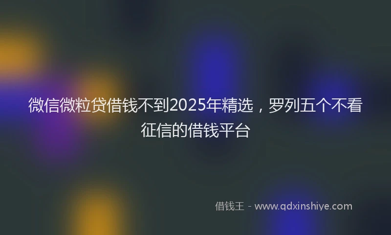微信微粒贷借钱不到2025年精选，罗列五个不看征信的借钱平台