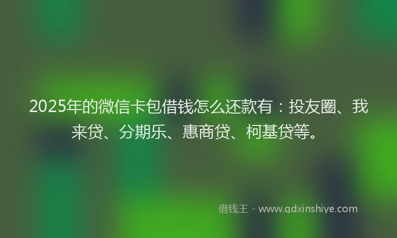 2025年的微信卡包借钱怎么还款有：投友圈、我来贷、分期乐、惠商贷、柯基贷等。