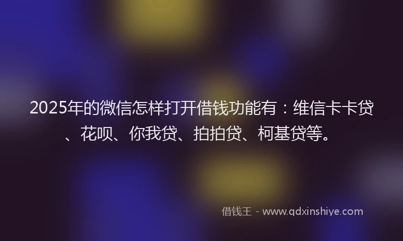 2025年的微信怎样打开借钱功能有：维信卡卡贷、花呗、你我贷、拍拍贷、柯基贷等。