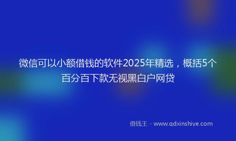 微信可以小额借钱的软件2025年精选，概括5个百分百下款无视黑白户网贷