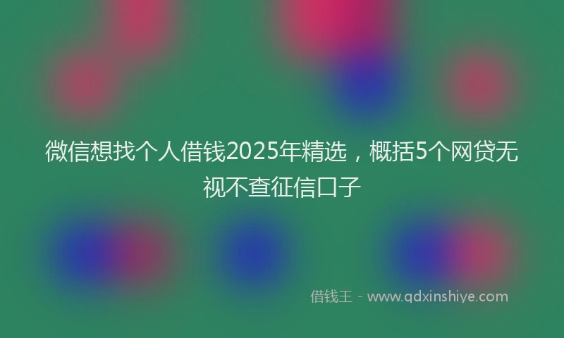 微信想找个人借钱2025年精选，概括5个网贷无视不查征信口子