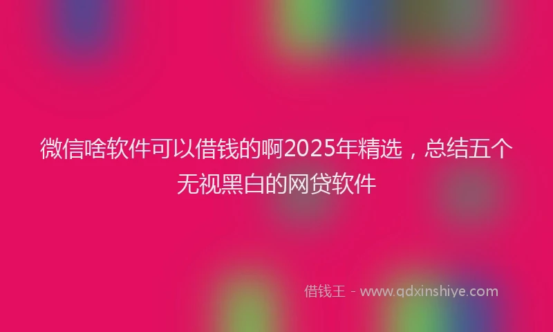 微信啥软件可以借钱的啊2025年精选，总结五个无视黑白的网贷软件