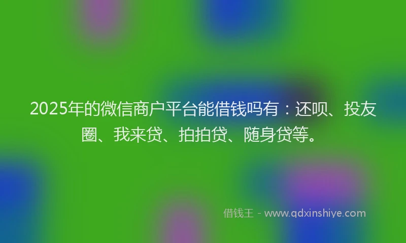 2025年的微信商户平台能借钱吗有：还呗、投友圈、我来贷、拍拍贷、随身贷等。