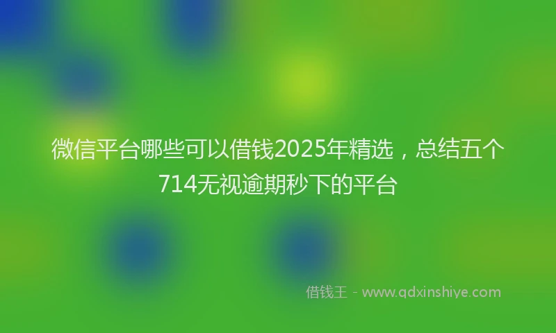 微信平台哪些可以借钱2025年精选，总结五个714无视逾期秒下的平台