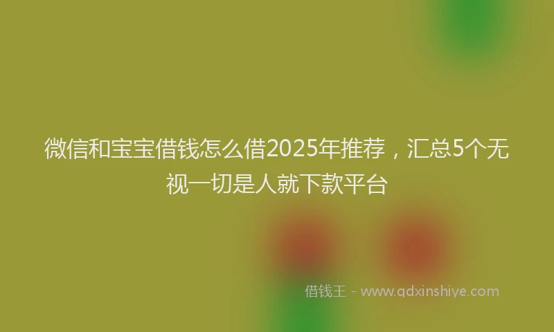 微信和宝宝借钱怎么借2025年推荐，汇总5个无视一切是人就下款平台