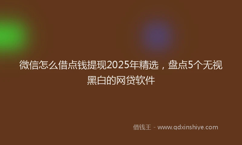 微信怎么借点钱提现2025年精选，盘点5个无视黑白的网贷软件