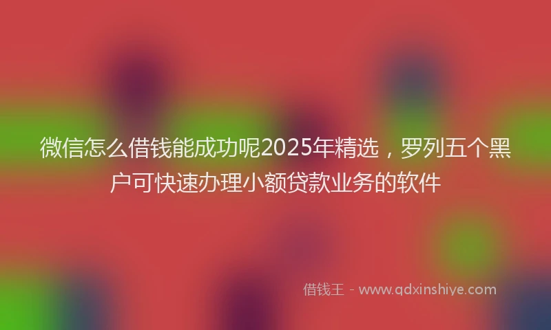 微信怎么借钱能成功呢2025年精选，罗列五个黑户可快速办理小额贷款业务的软件