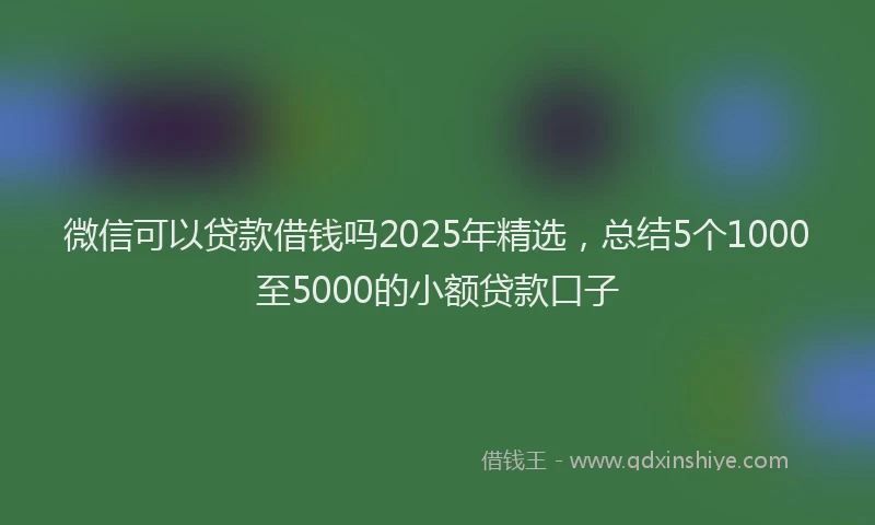 微信可以贷款借钱吗2025年精选，总结5个1000至5000的小额贷款口子