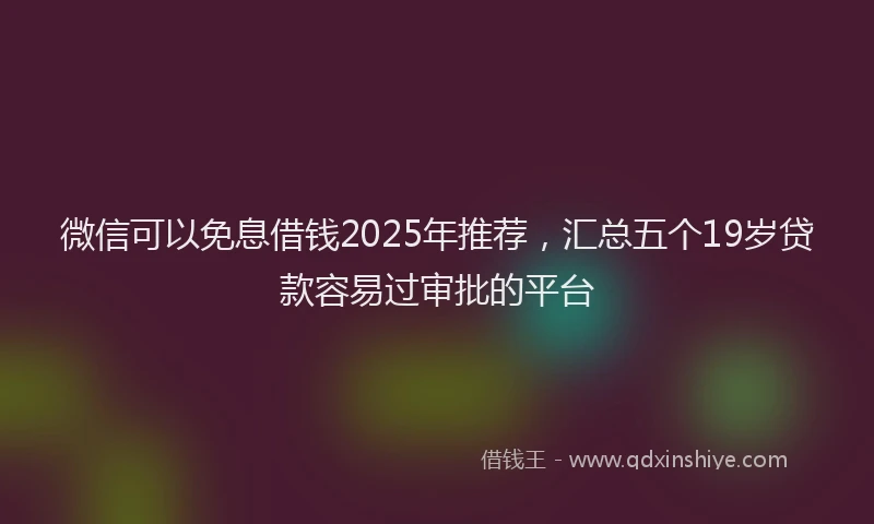 微信可以免息借钱2025年推荐，汇总五个19岁贷款容易过审批的平台