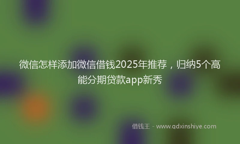 微信怎样添加微信借钱2025年推荐，归纳5个高能分期贷款app新秀