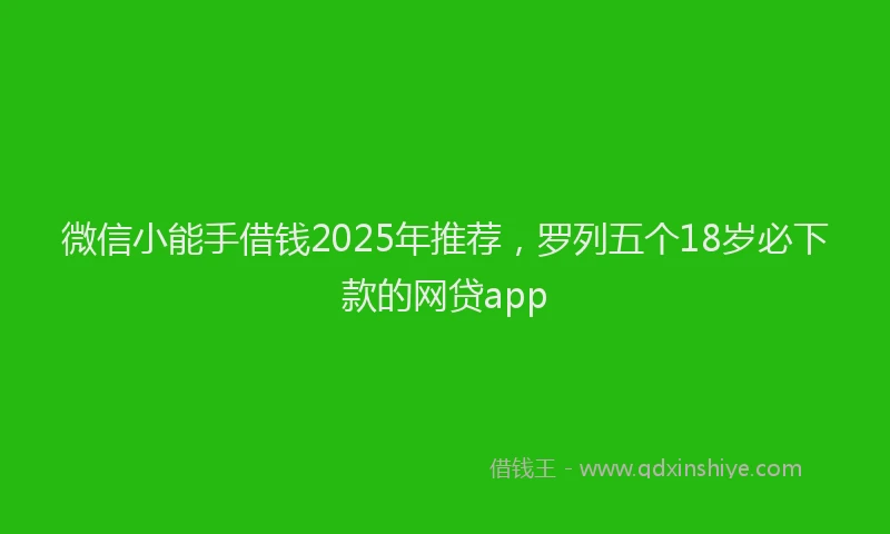 微信小能手借钱2025年推荐，罗列五个18岁必下款的网贷app