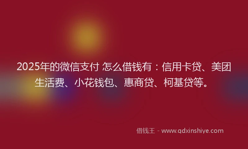 2025年的微信支付 怎么借钱有：信用卡贷、美团生活费、小花钱包、惠商贷、柯基贷等。