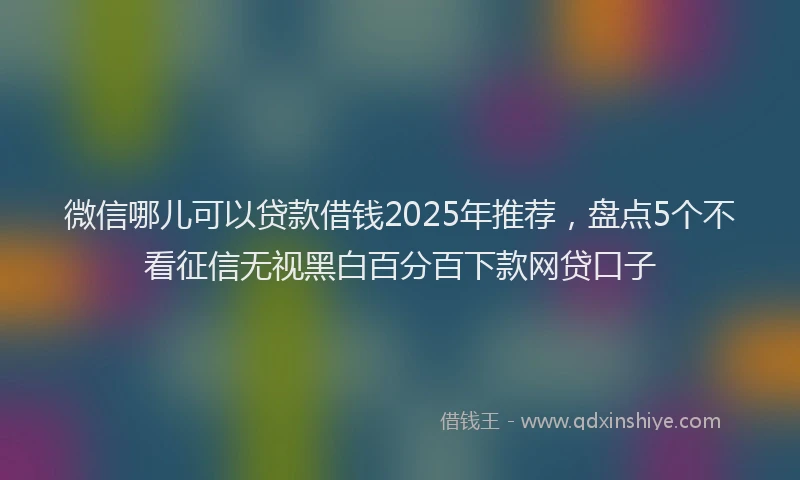 微信哪儿可以贷款借钱2025年推荐，盘点5个不看征信无视黑白百分百下款网贷口子
