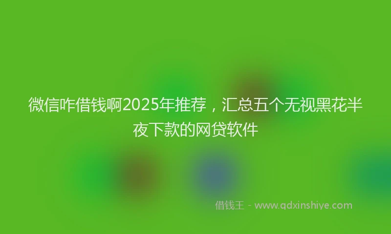 微信咋借钱啊2025年推荐，汇总五个无视黑花半夜下款的网贷软件
