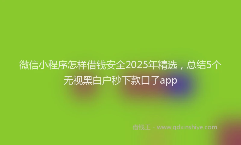 微信小程序怎样借钱安全2025年精选，总结5个无视黑白户秒下款口子app