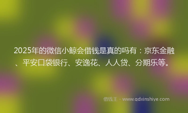 2025年的微信小鲸会借钱是真的吗有：京东金融、平安口袋银行、安逸花、人人贷、分期乐等。